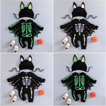 Baby Bat Skeleton Romper with Hat