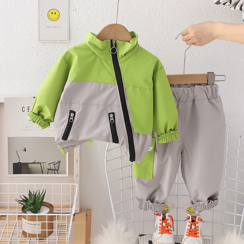 Toddler 2-Piece Zipper Handsome Sweatsuit Set