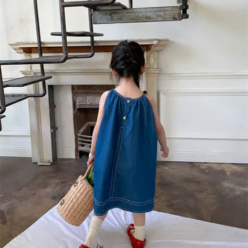 Kid Girl Sleeveless A-line Denim Dress