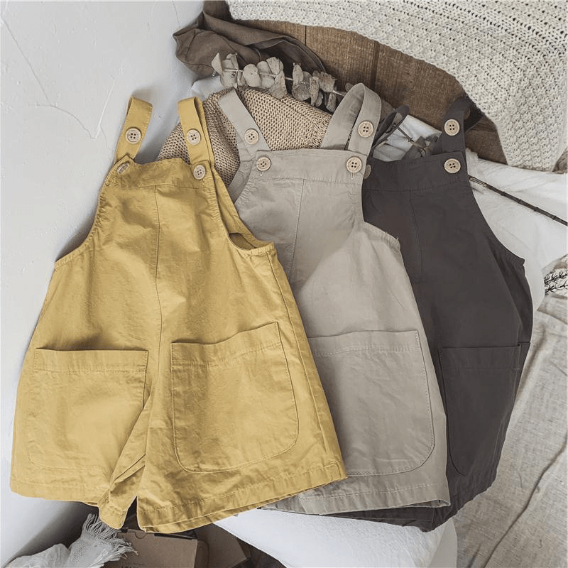 Kid Boy Solid Color Loose Overalls