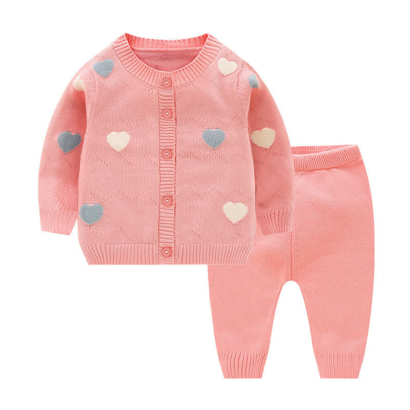 Baby 2-Piece Colorful Heart Knitted Set