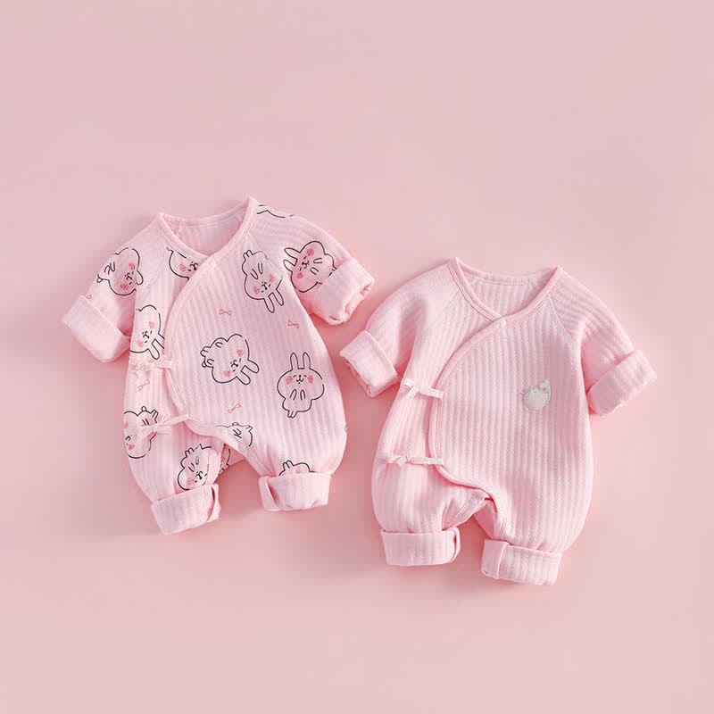 Baby Pink Bunny Whale Kimono Romper