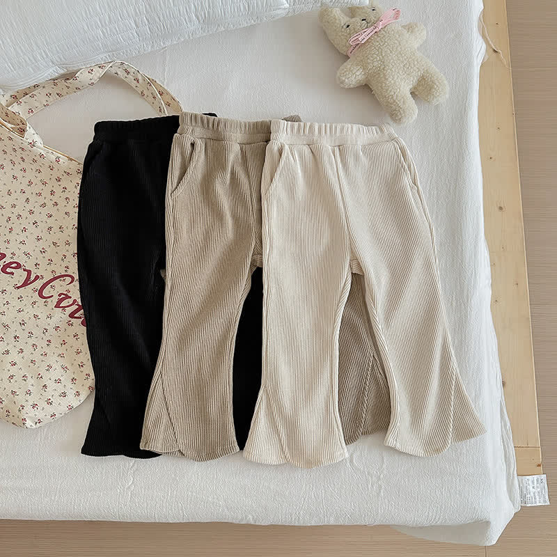 Kid Girl Solid Color Flared Pants