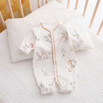 Baby Elephant Crane White Romper