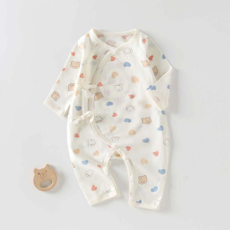 Baby Heart Bear Bunny White Romper