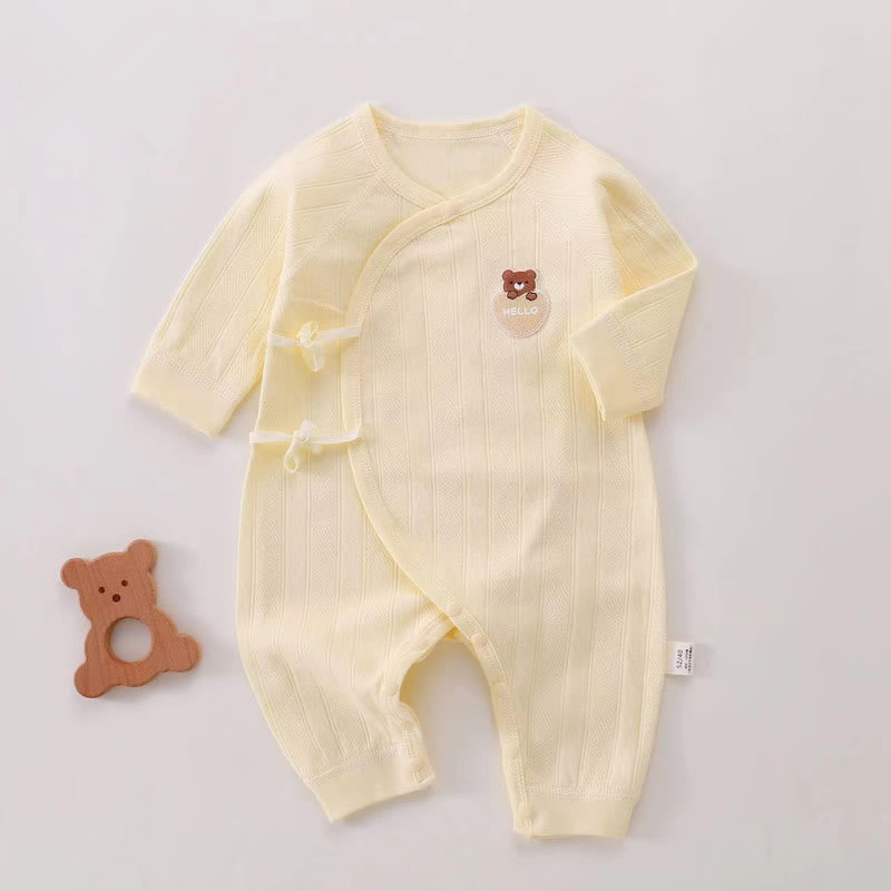 HELLO Baby Bear Heart Kimono Romper