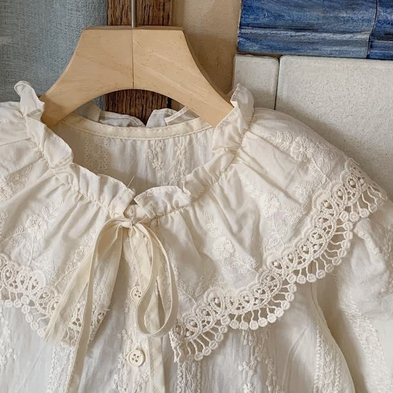 Kid Girl Doll Collar French Embroidered Long-sleeved Princess Dress