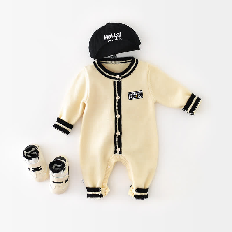 Baby Simple Beige Knitted Romper