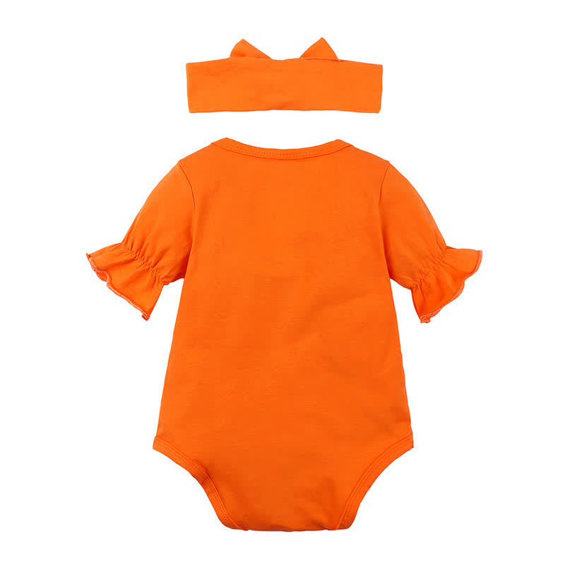 Baby Flutter Sleeves Halloween Bodysuit with Headband