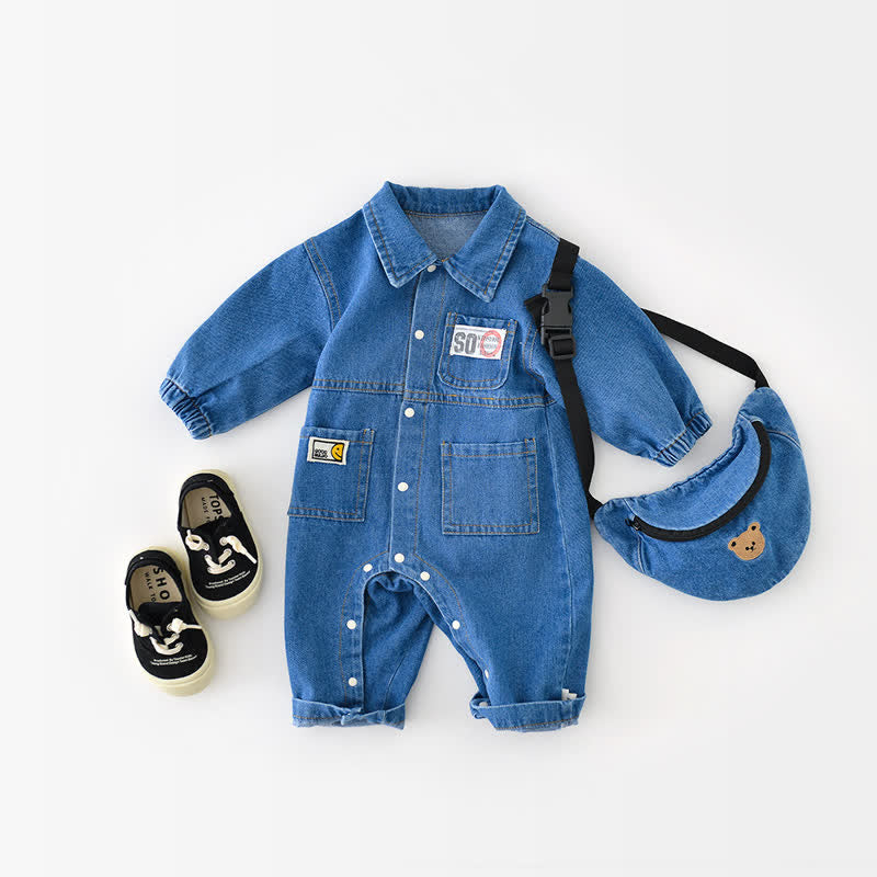 Baby Denim Polo Blue Smile Romper