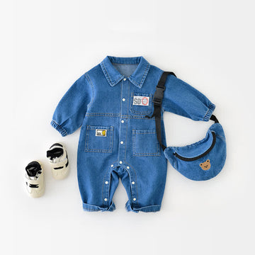 Baby Denim Polo Blue Smile Romper