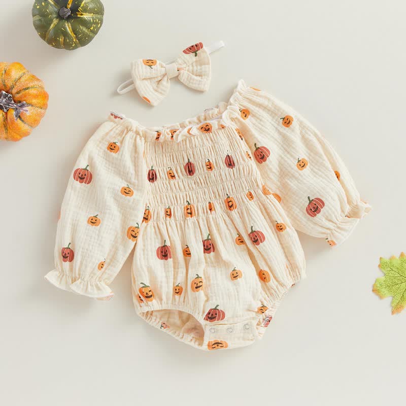 Baby Pumpkin Bodysuit with Headband