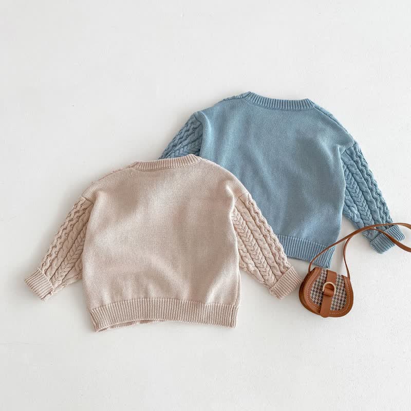 Toddler Twist Solid Color Knitted Sweater