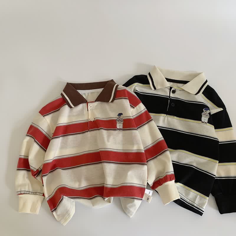 Toddler Bear Striped Polo T-shirt