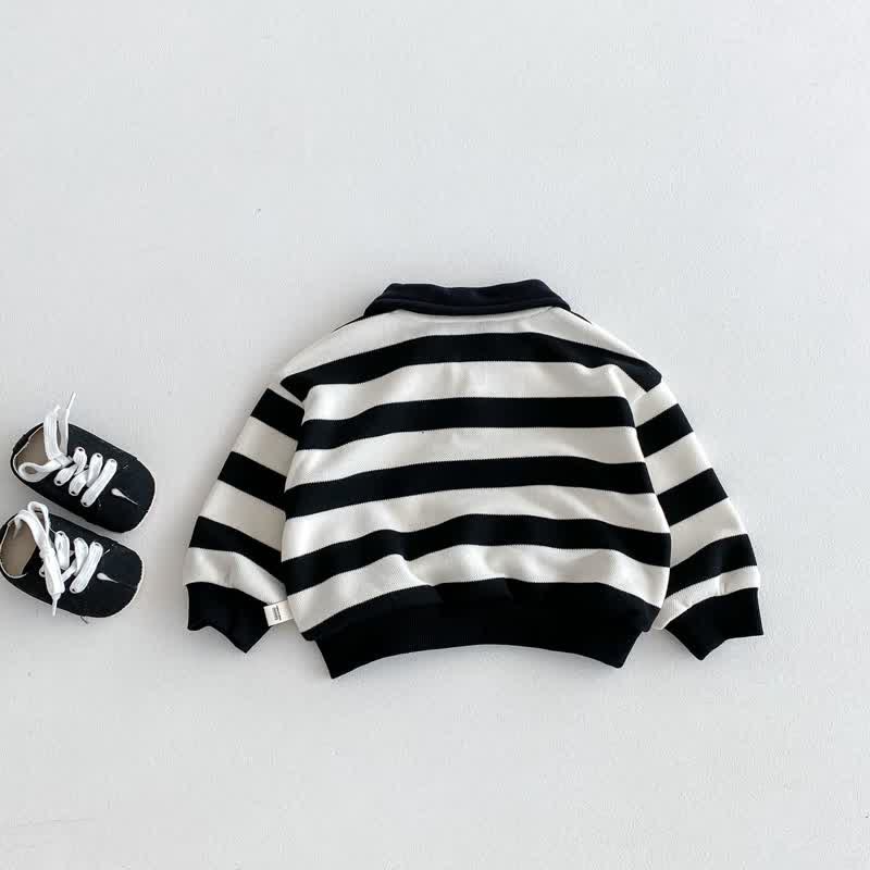 Baby Smile Polo Black Striped Sweatshirt