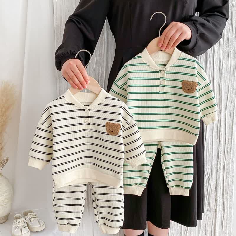 Baby 2-Piece Bear Striped Sweatsuit Set