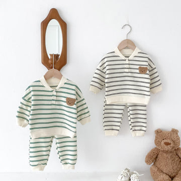 Baby 2-Piece Bear Striped Sweatsuit Set