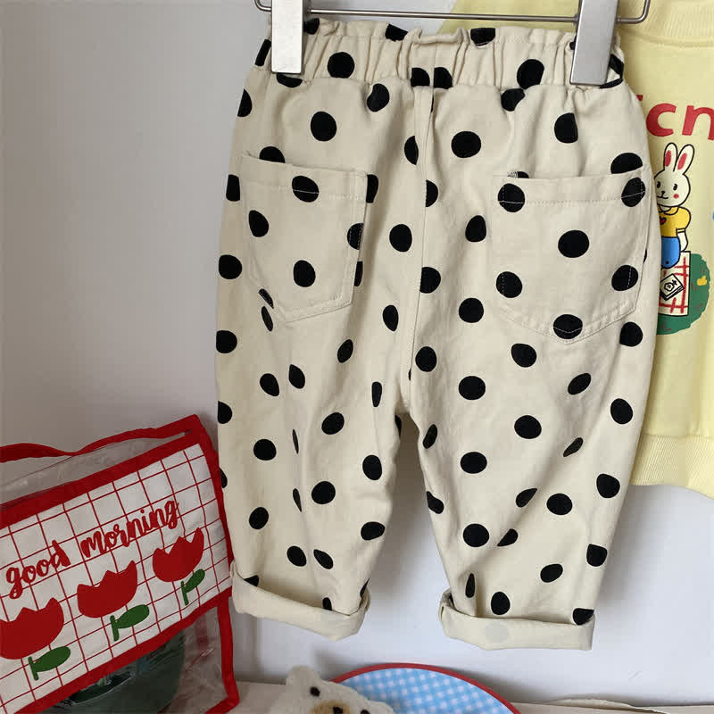 Toddler Girl Beige Cute Dot Pants