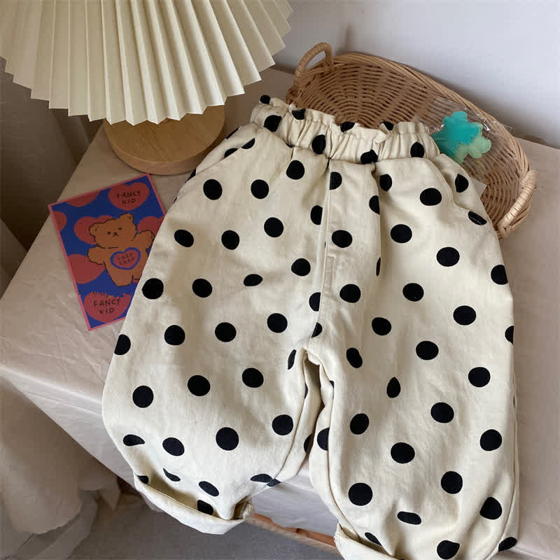 Toddler Girl Beige Cute Dot Pants