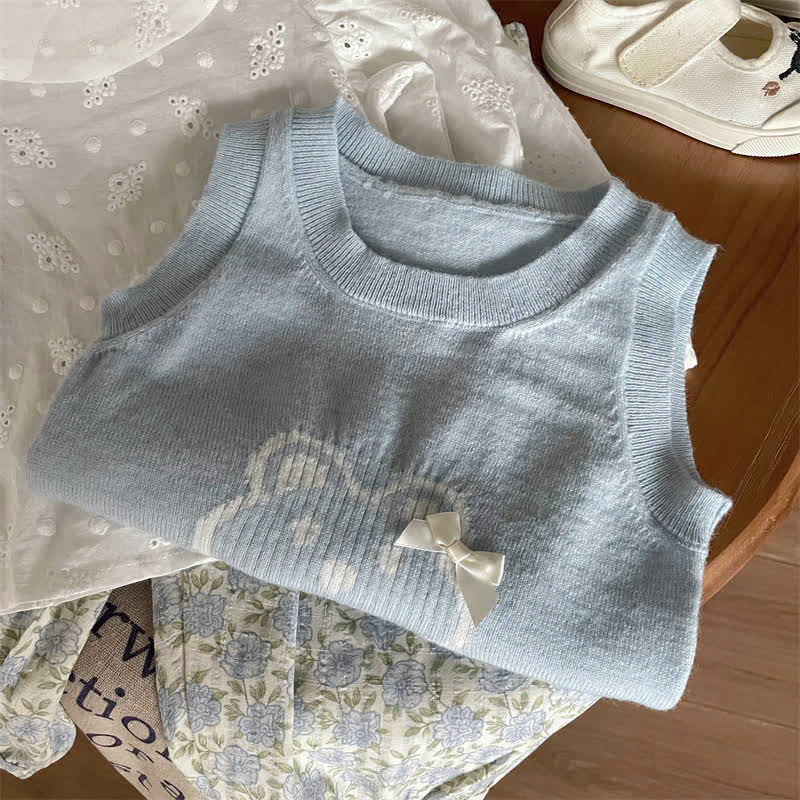 Toddler Bear Flower Vest/Blouse/Pants