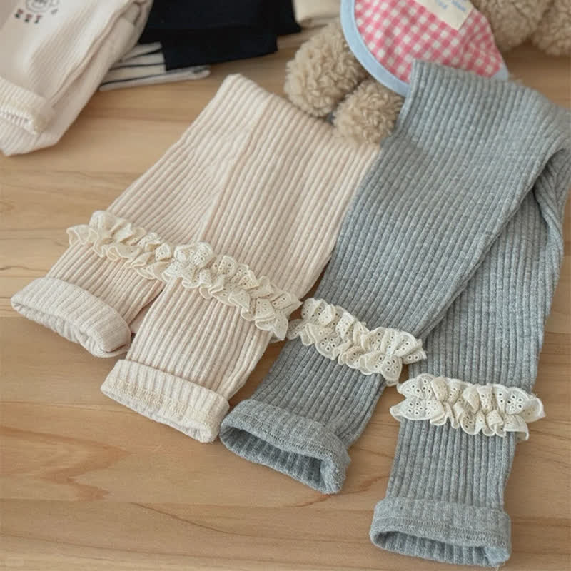 Toddler Fashion Lace Ribbed Leggings