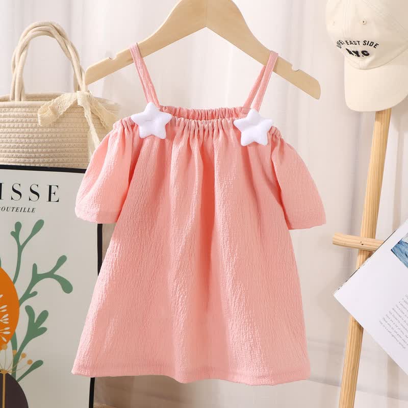 Kid Girl Star Suspender Off Shoulder Top