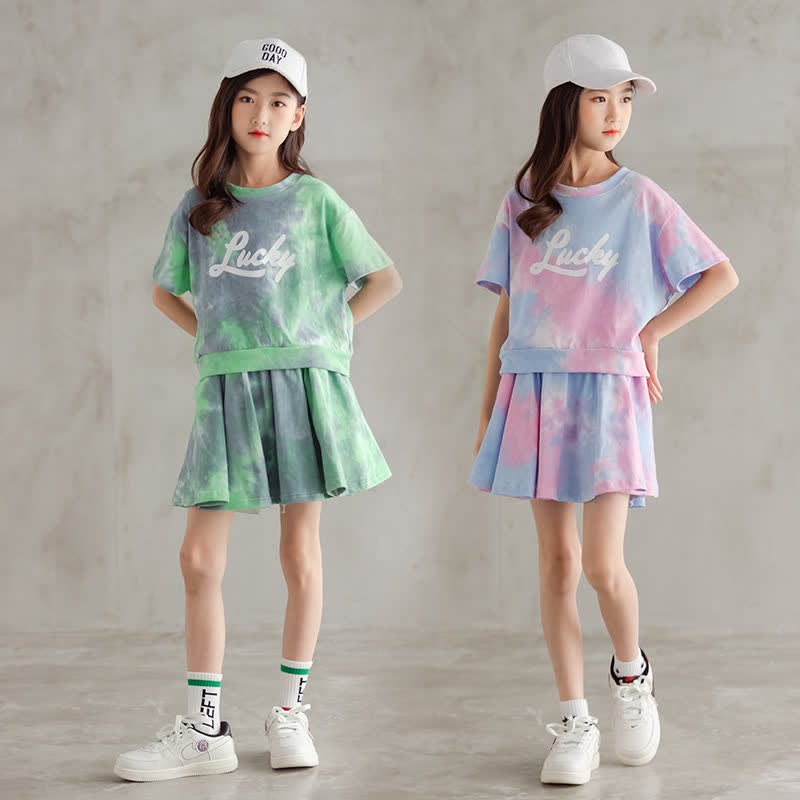 LUCKEY Kid Girl Tie Dye Sports Culottes 2-piece Set