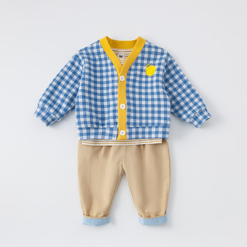 Toddler Boy 3-Piece Blue Plaid Set