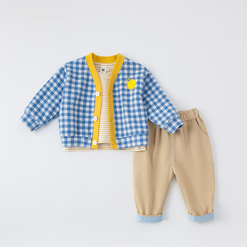 Toddler Boy 3-Piece Blue Plaid Set