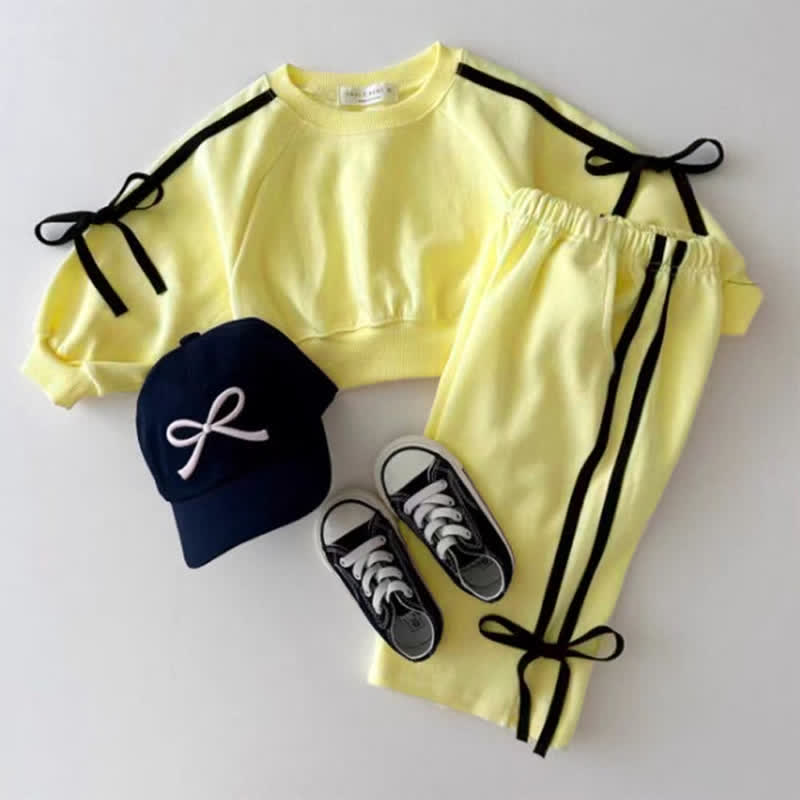 Toddler 2-Piece Striped Bow Yellow Set