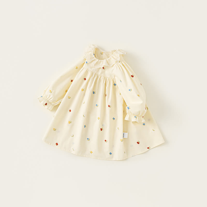 Toddler Girl Apricot Flower Fruit Dress