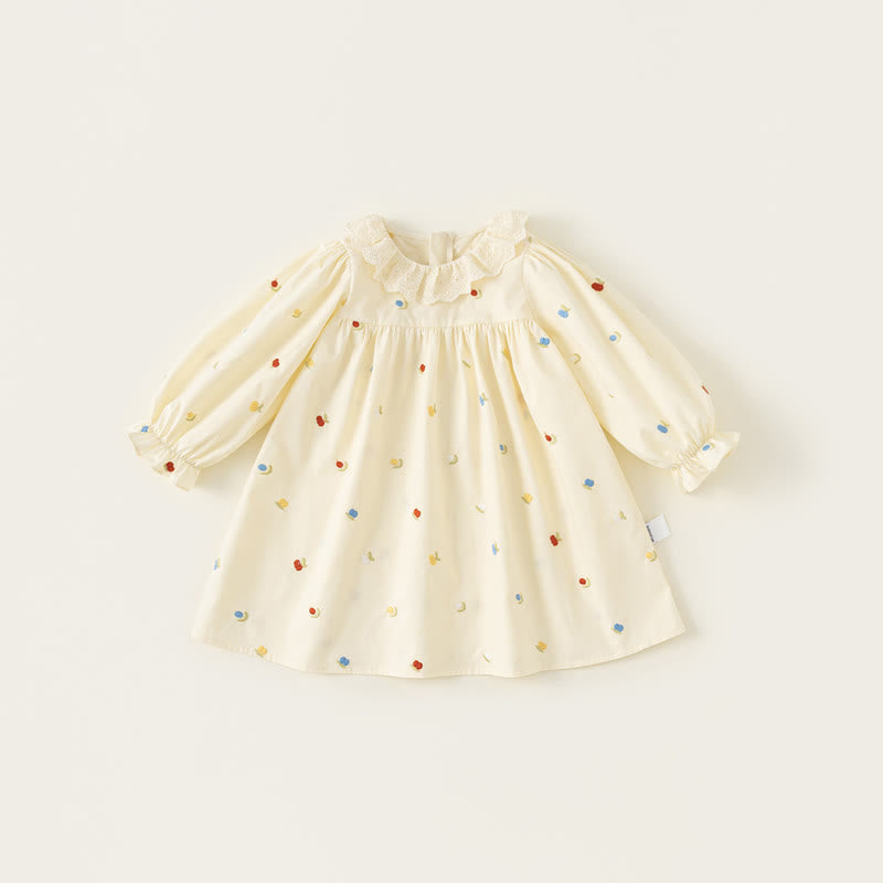 Toddler Girl Apricot Flower Fruit Dress