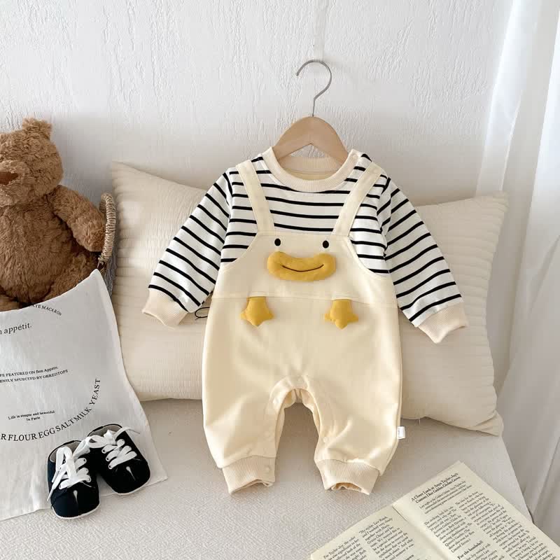 Baby Striped Duck Lovely Apricot Romper