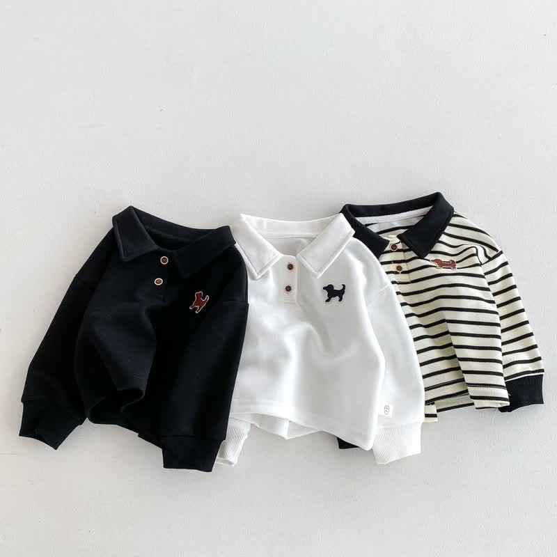 Baby Polo Dog Patch Striped T-shirt