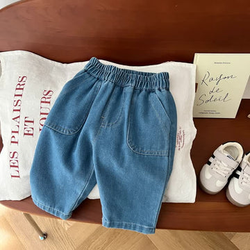 Baby Pure Blue Denim Simple Pants