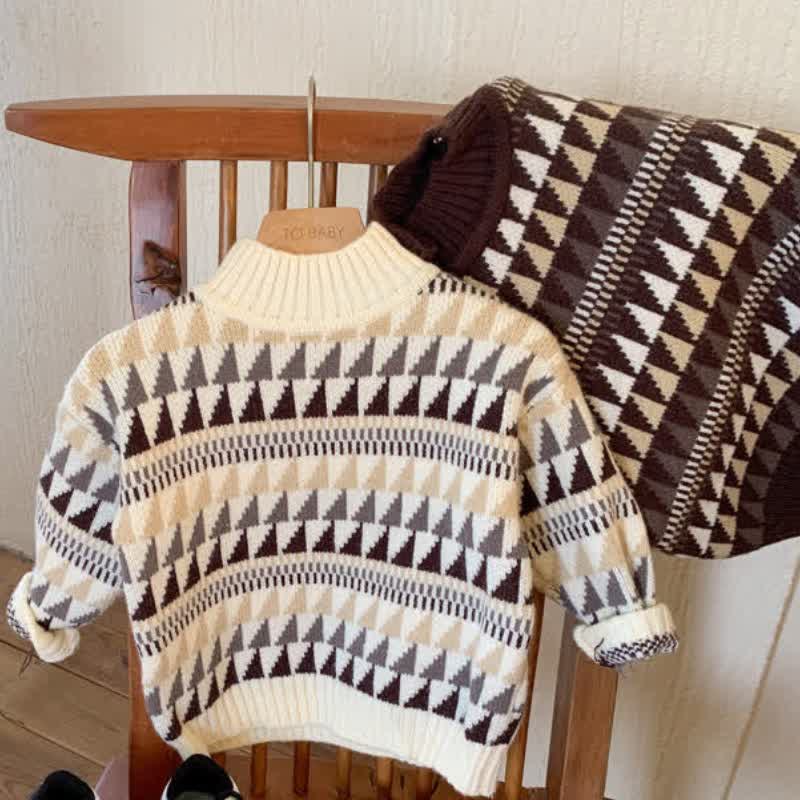 Kid Boy Plaid Knit Pullover Sweater