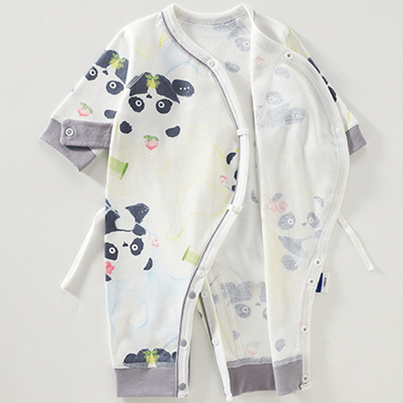 Baby White Playing Panda Kimono Romper