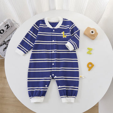 Baby Lovely Giraffe Patch Striped Romper