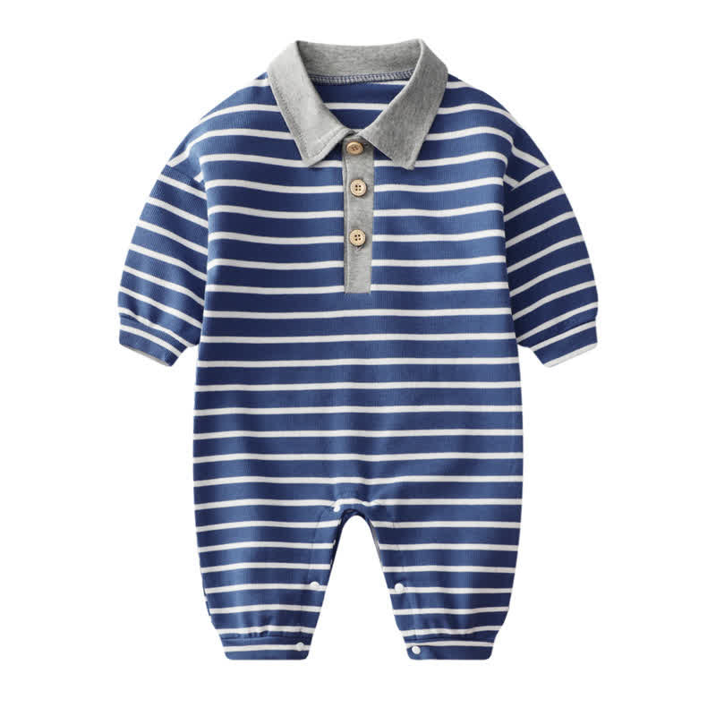 Baby Polo Blue Striped Romper