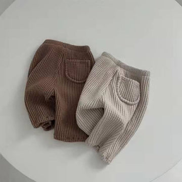 Baby Solid Color Design Pocket Pants