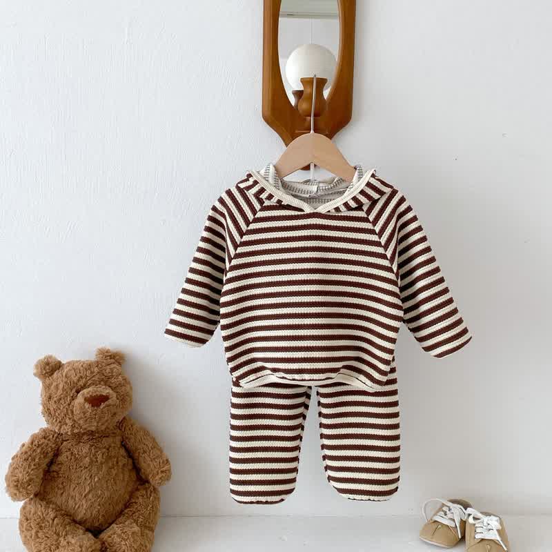 Baby 2-Piece Hooded Striped Sweatsuit Set