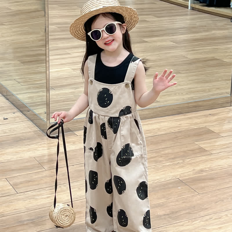 Kid Girl Loose Polka Dot Overalls