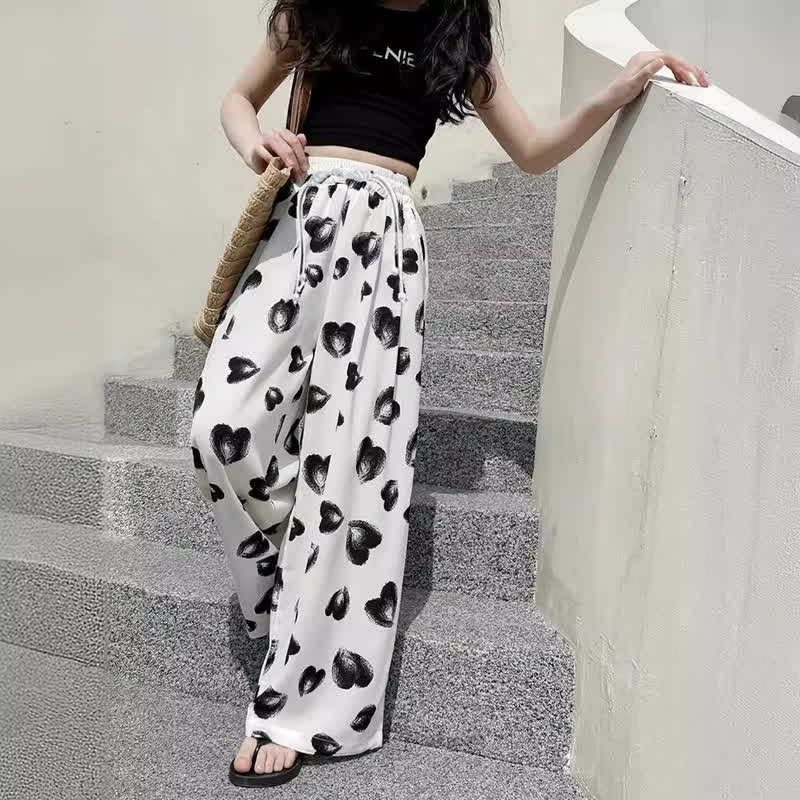 Kid Girl Sporty Thin Loose Wide-leg Pants