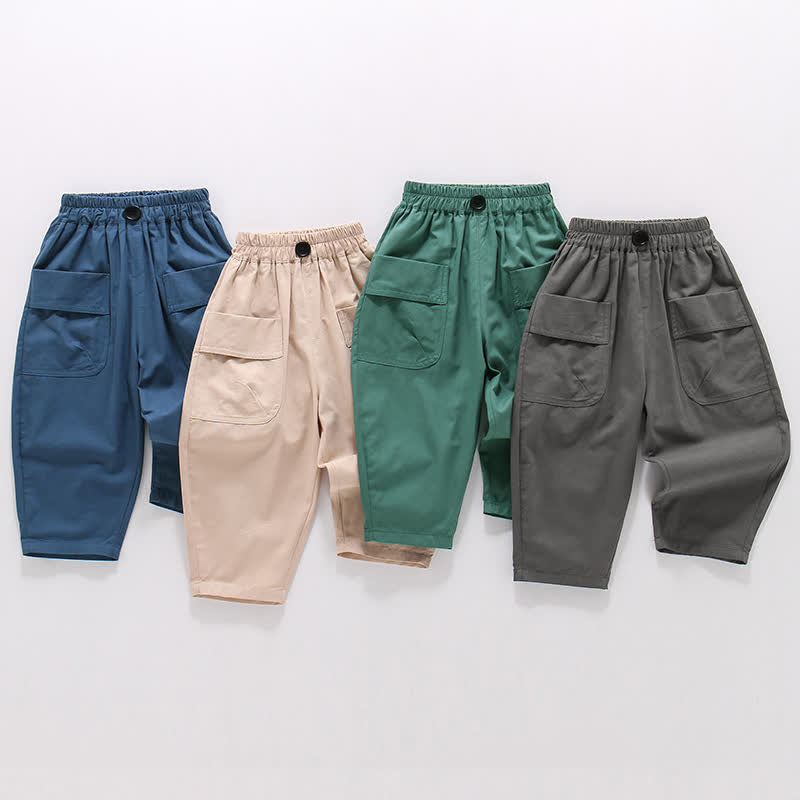 Toddler Double Pocket Solid Color Pants