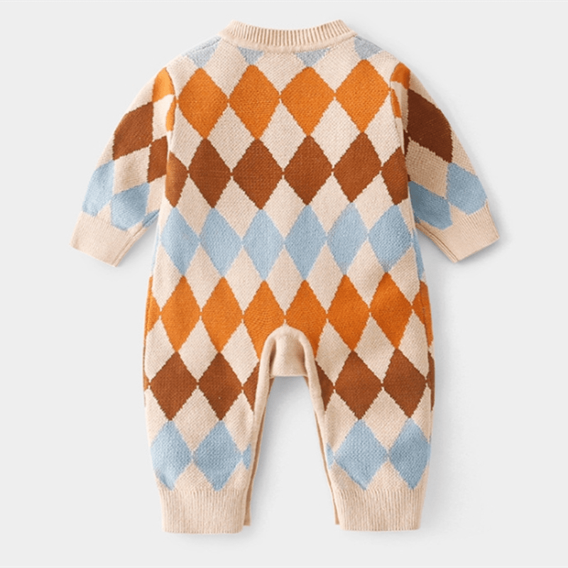 Baby Diamond Knitted Design Apricot Romper