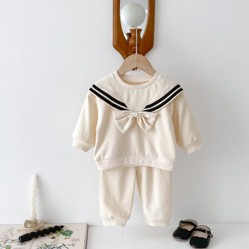 Baby Girl 2-Piece Bow Casual Apricot Set