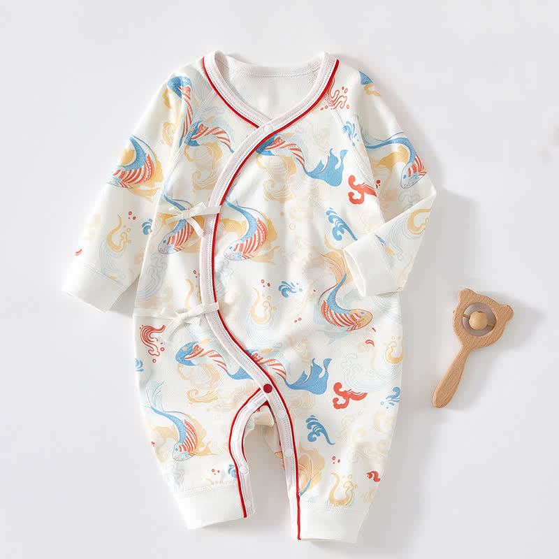 Baby White Koi Fish Kimono Romper