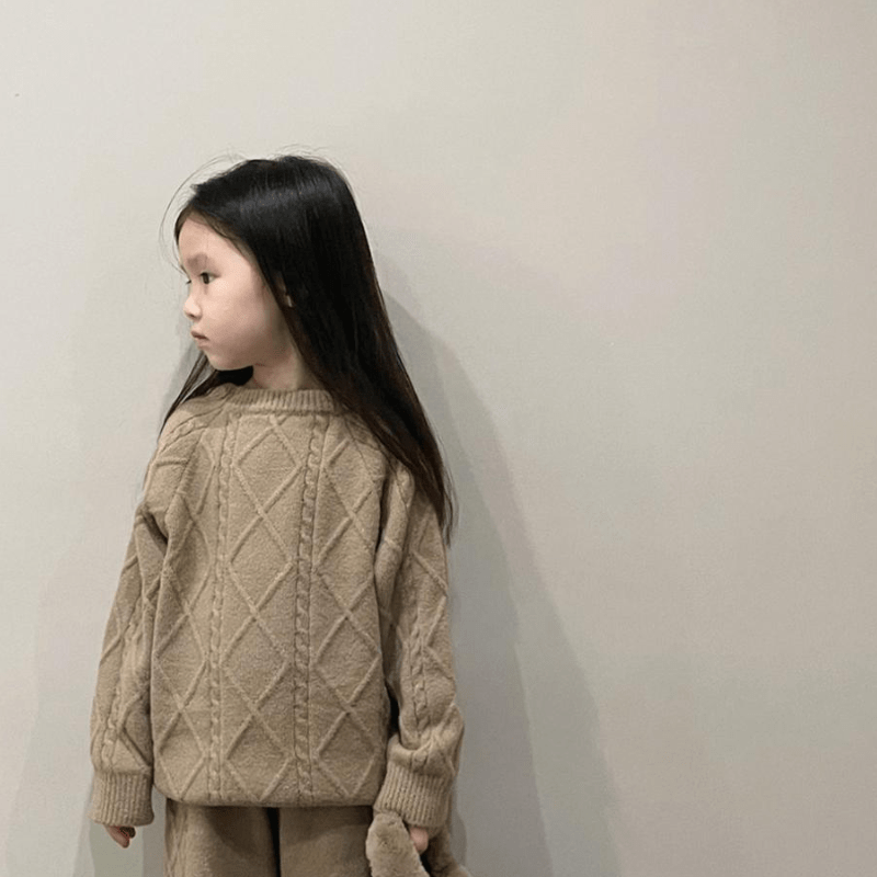 Kid Girl Cable Sweater Knit Pants 2-piece Set