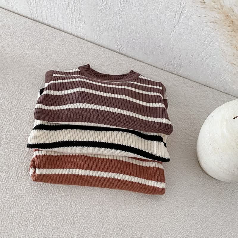 Toddler Girl Striped Knitted Basic Sweater