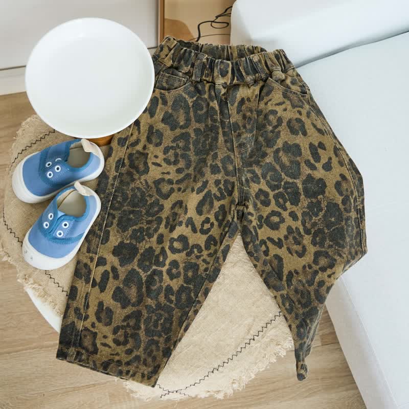 Kid Boy Leopard Print Jeans Pants